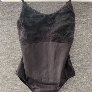 Black cami leotard, embroidered